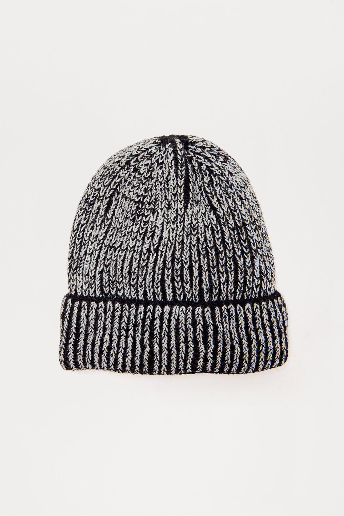 Lined Knitted Ribbed Beanie - Grey/Black