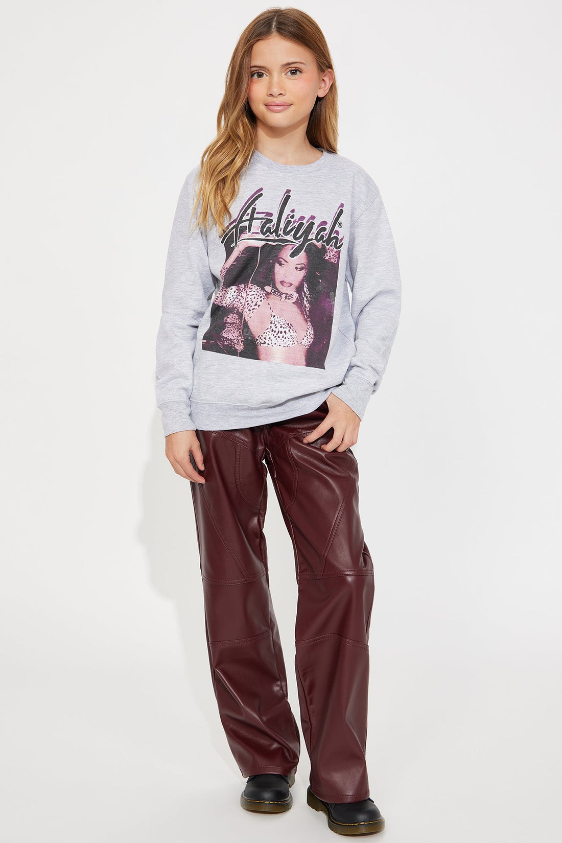 Mini Tell Me Why Faux Leather Pant - Brick Red