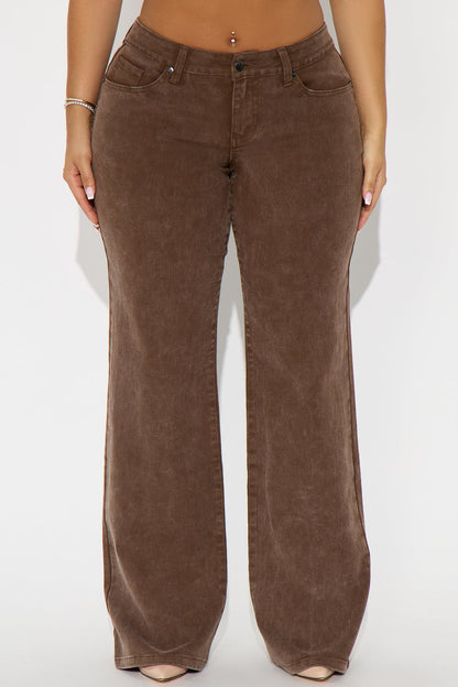 Deanna Washed Straight Leg Pant 33 - Brown