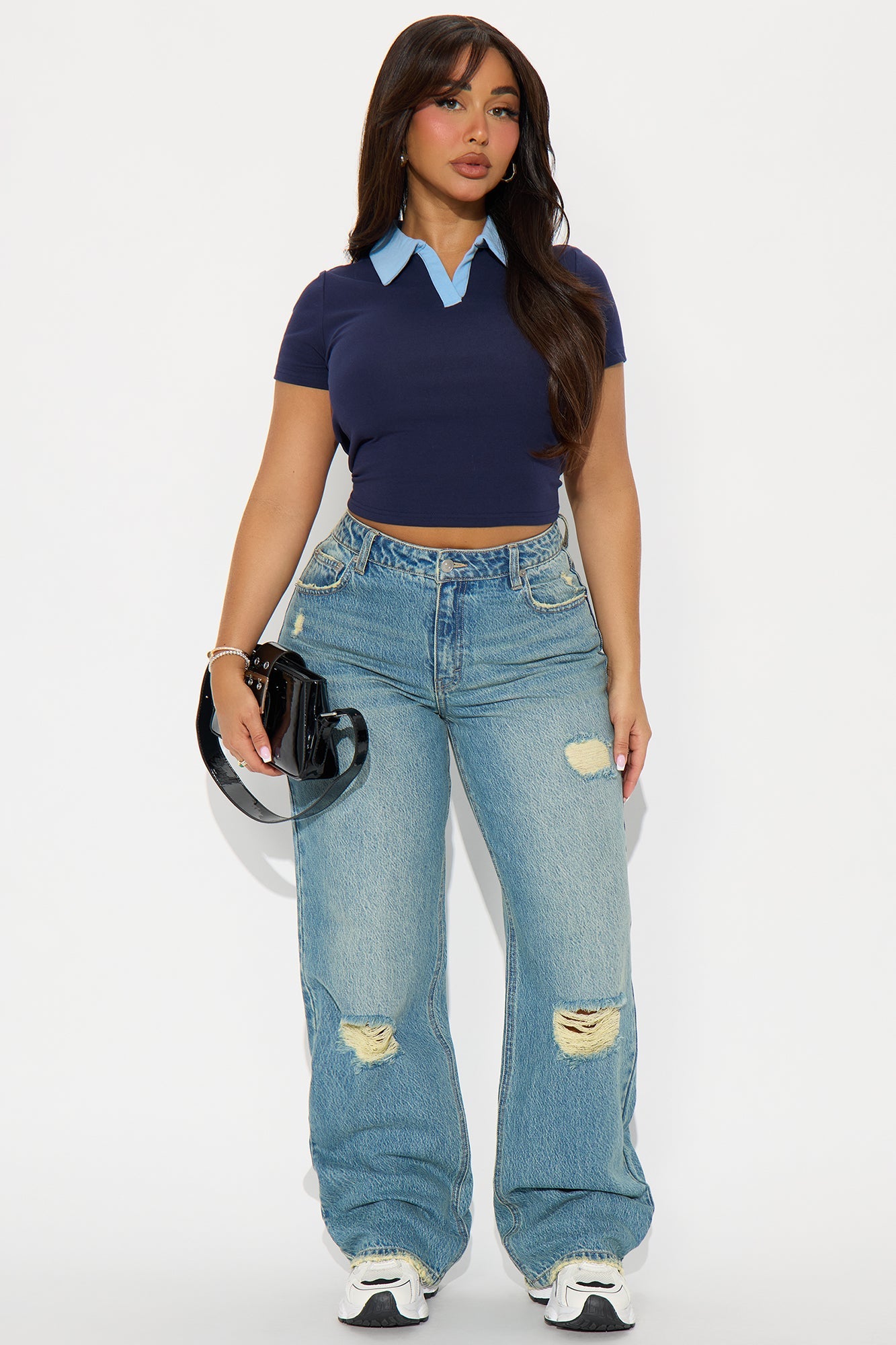 Smart Move Ripped Straight Leg Jeans - Medium Wash