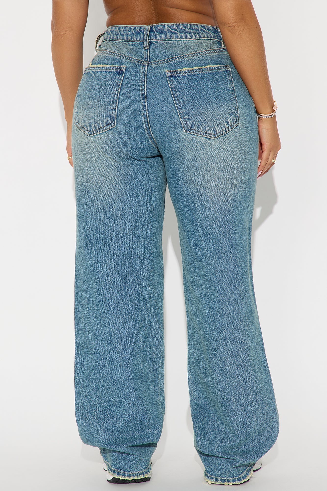 Smart Move Ripped Straight Leg Jeans - Medium Wash