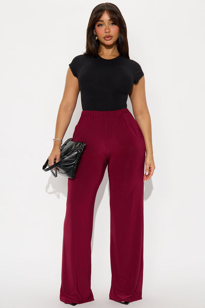 Kyandra Low Rise Wide Leg Pant 33 - Burgundy
