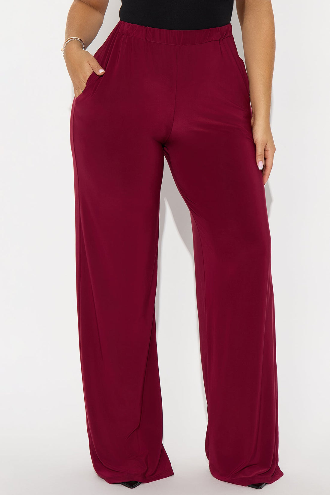 Kyandra Low Rise Wide Leg Pant 33 - Burgundy