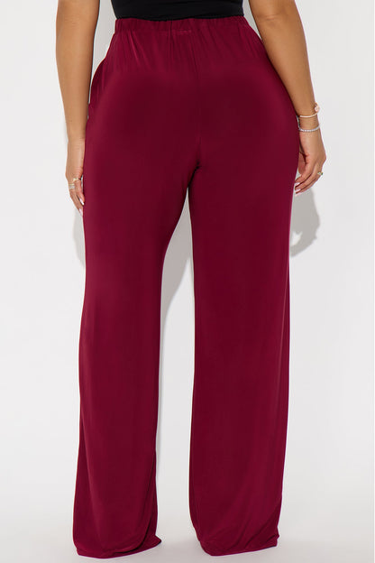 Kyandra Low Rise Wide Leg Pant 33 - Burgundy