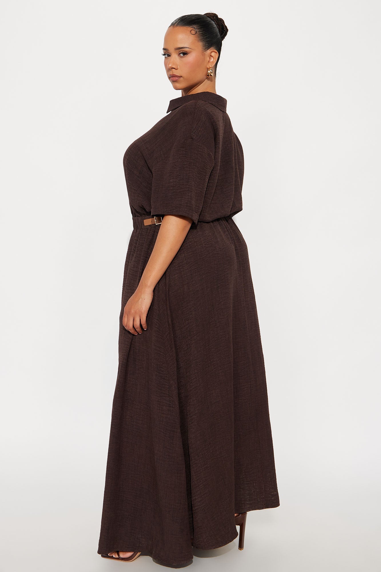 Georgiana Button Up Maxi Dress - Chocolate