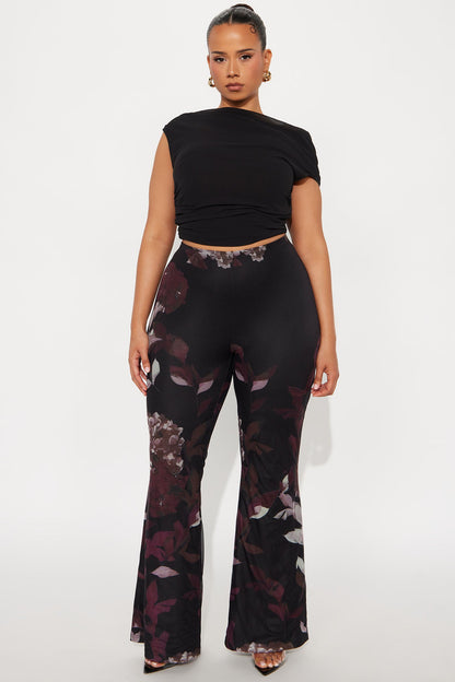 Garden Muse Mesh Flare Pant 32″ - Burgundy/combo