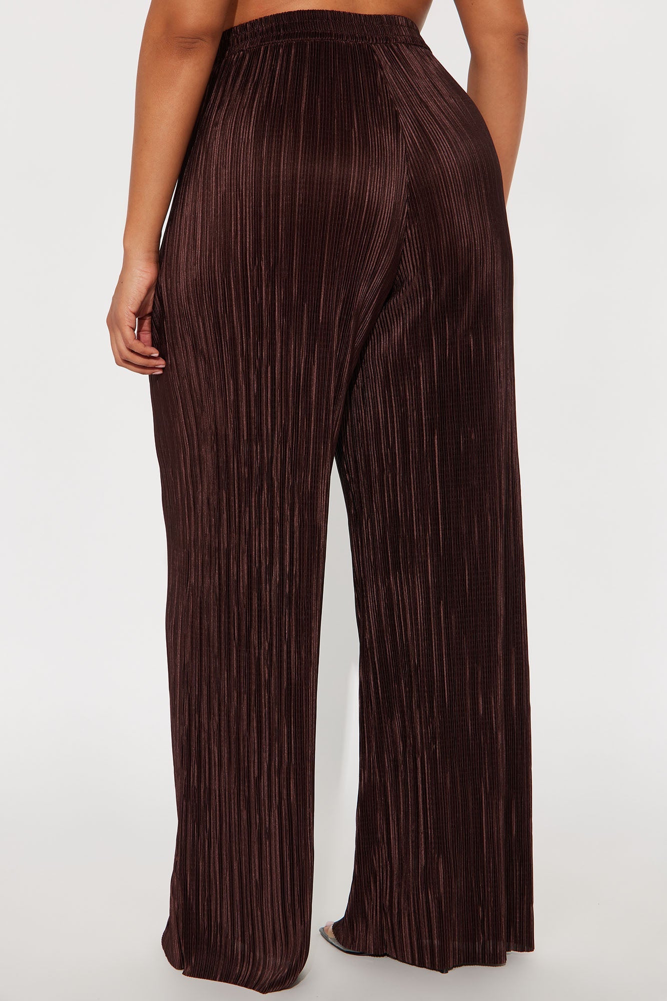 No Small Talk Wide Leg Plisse Pant 32″ - Chocolate