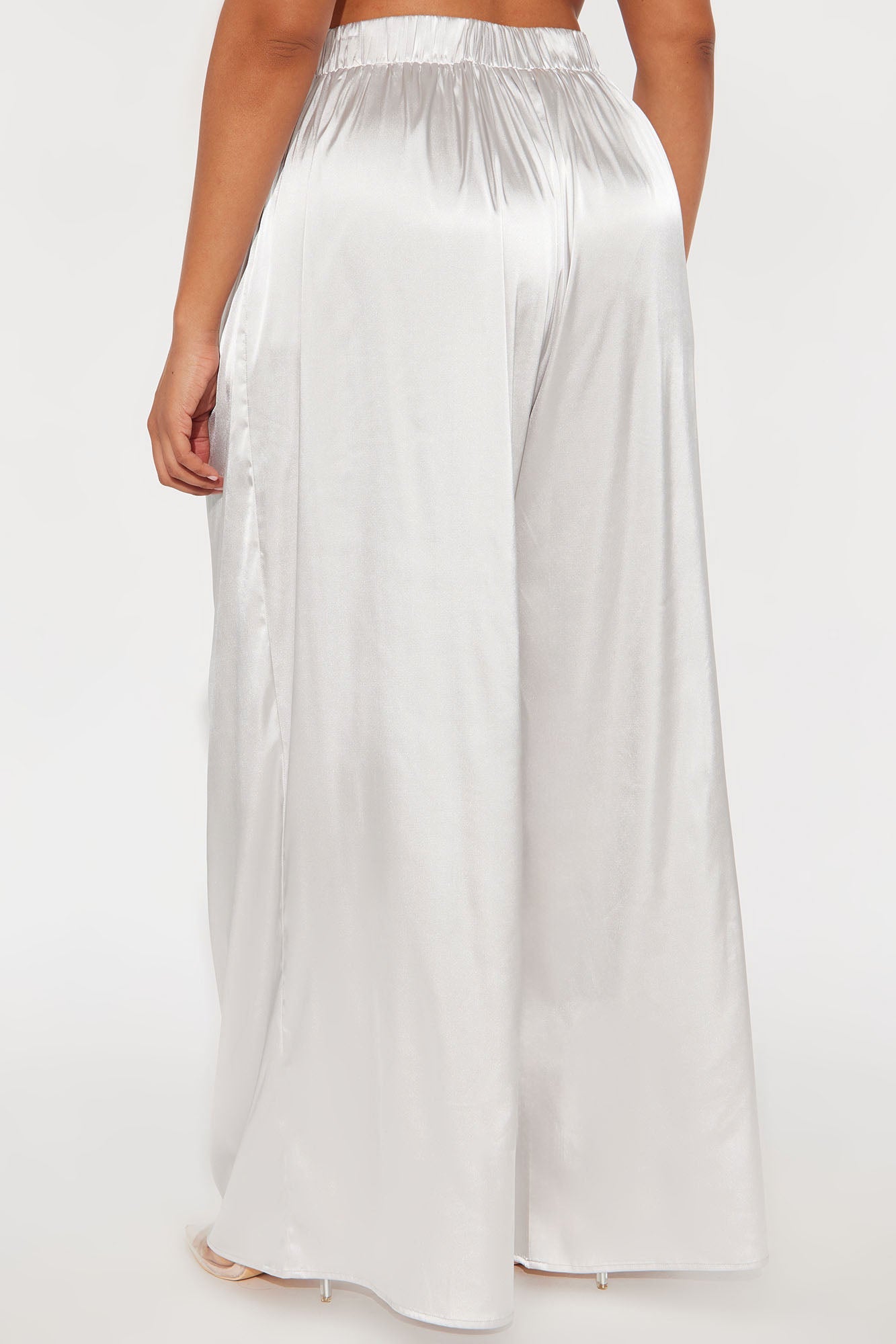 First Class Wide Leg Satin Pant 32″ - Pearl