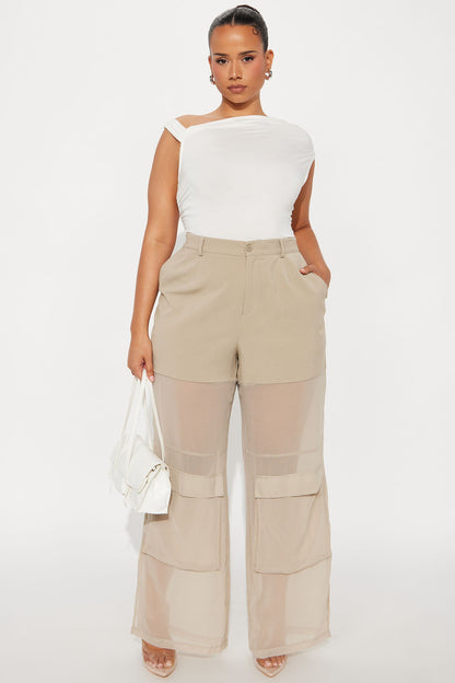 Lourdes Wide Leg Sheer Pant 32″ - Stone