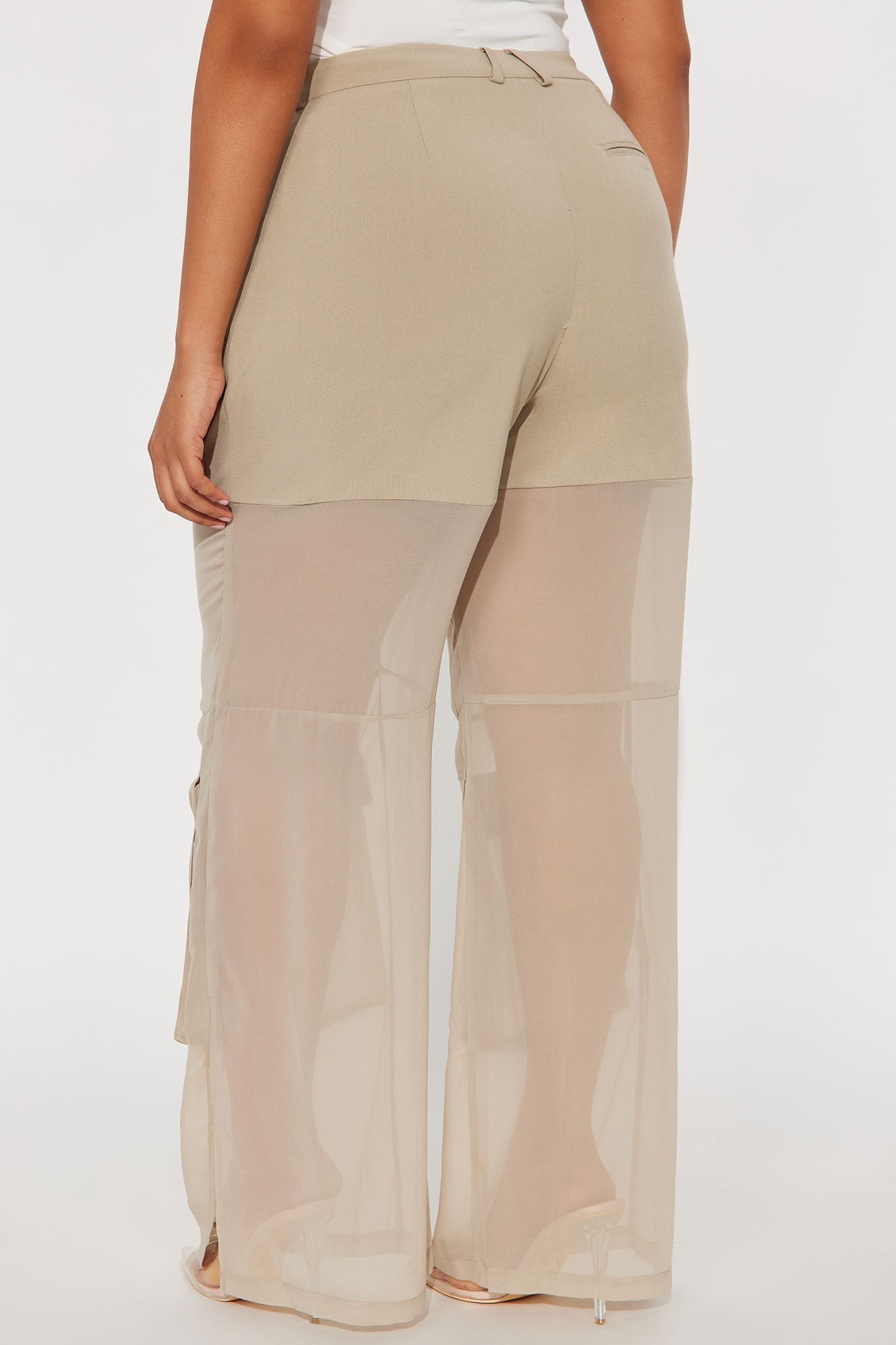 Lourdes Wide Leg Sheer Pant 32″ - Stone
