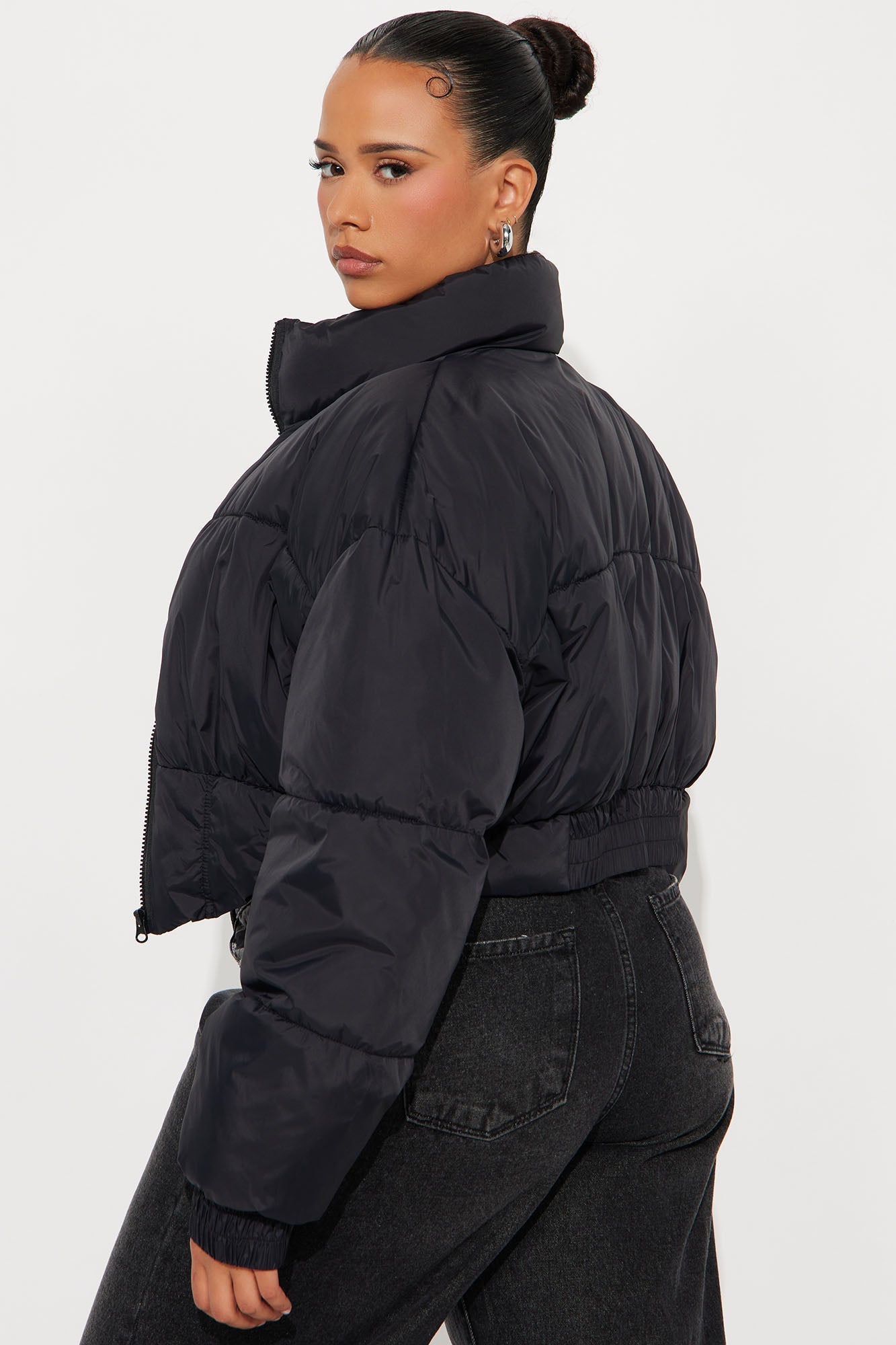 Janet Corset Puffer Jacket - Black