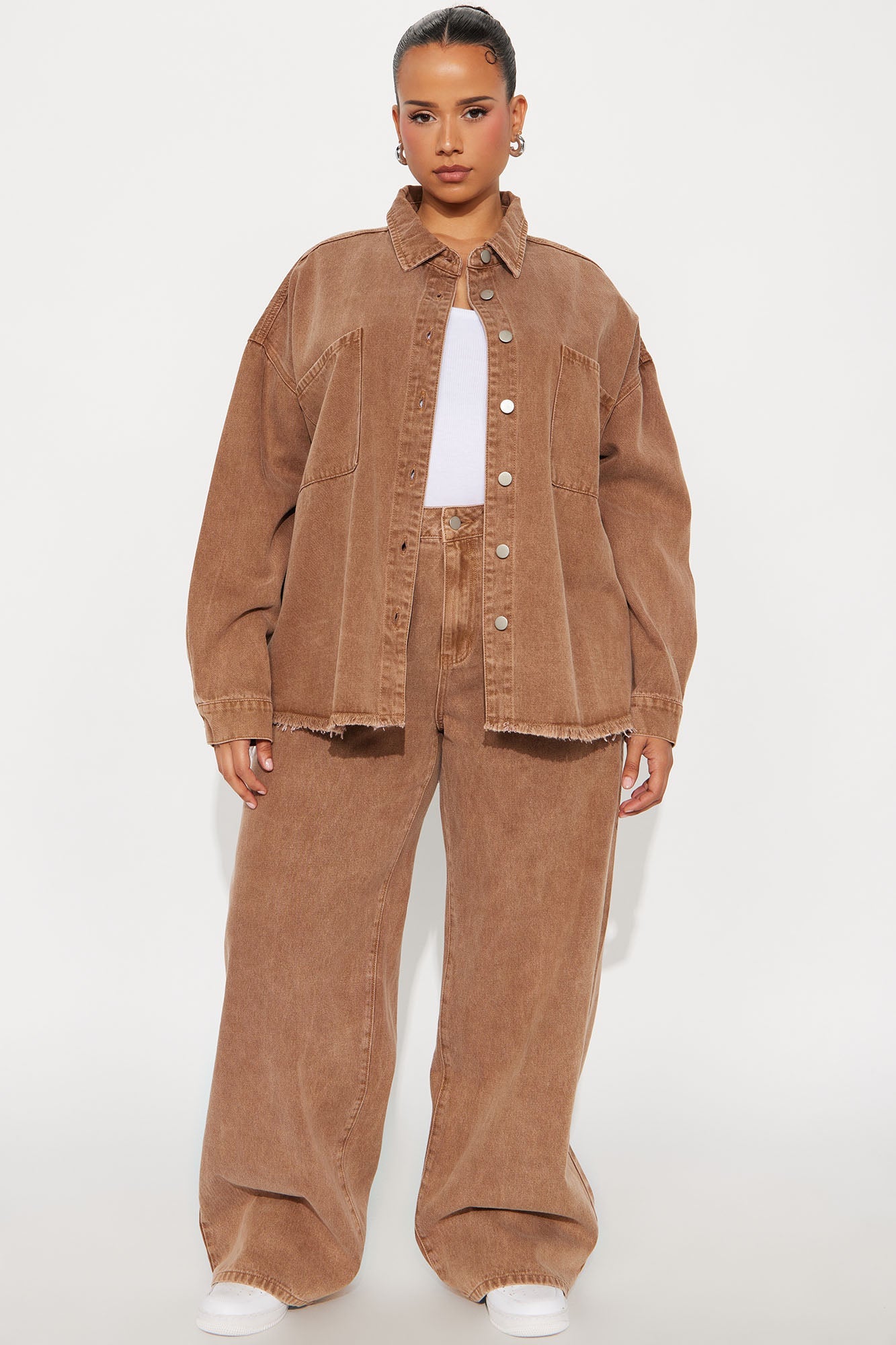 Audrey Denim Pant Set - Brown