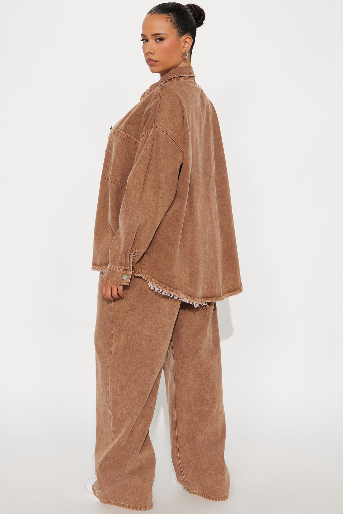 Audrey Denim Pant Set - Brown