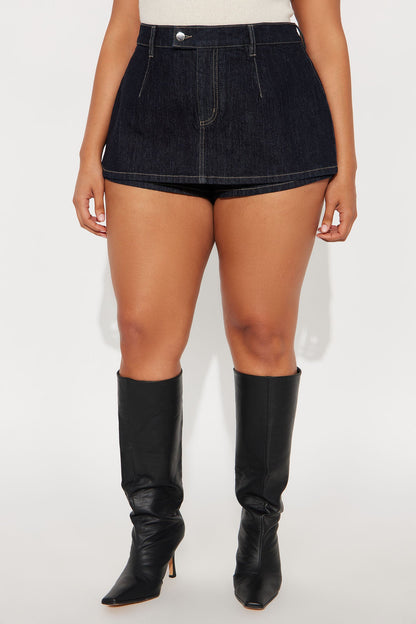 Harley Micro Mini Denim Peekaboo Skort - Rinse Blue Wash