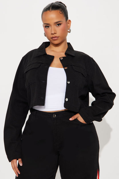 Locked In Denim Jacket Pant Set - Black