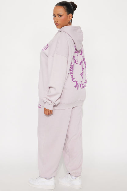 Positive Vibes Fleece Jogger Set - Lilac
