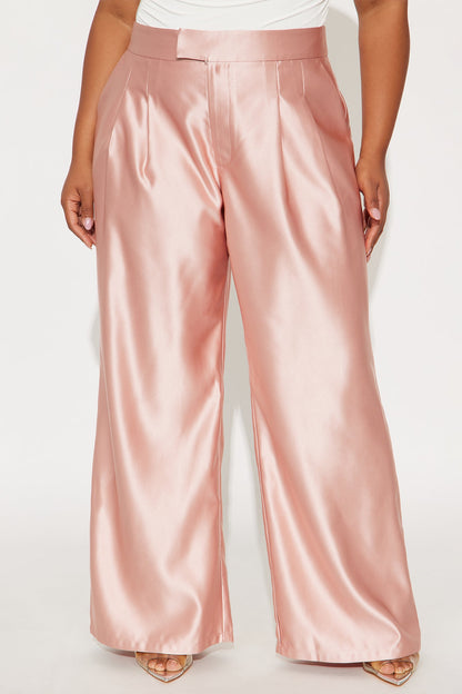 Suite Slay Satin Wide Leg Pant 32″ - Rose