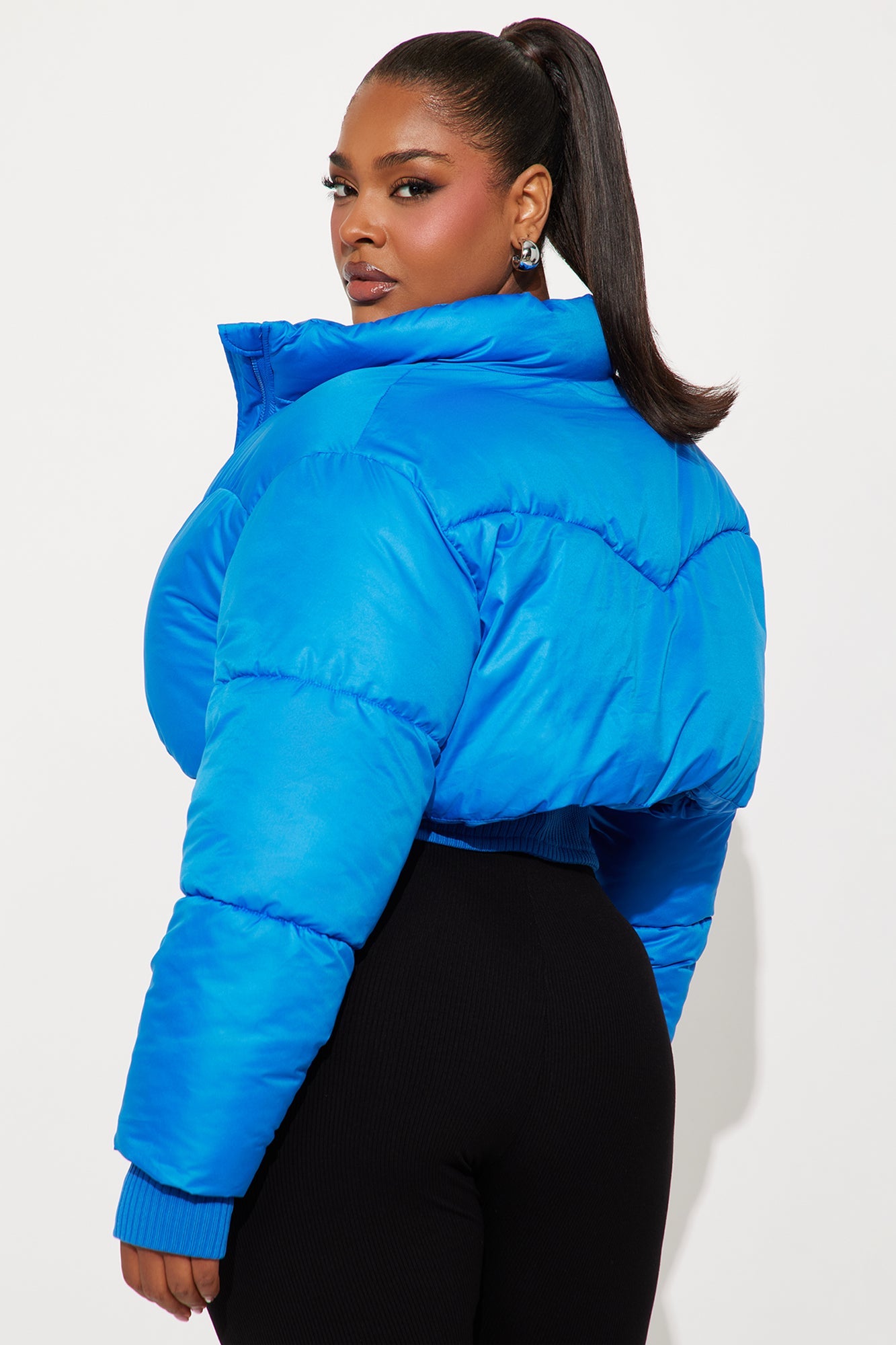 Rowan Cropped Puffer Jacket - CobaltBlue