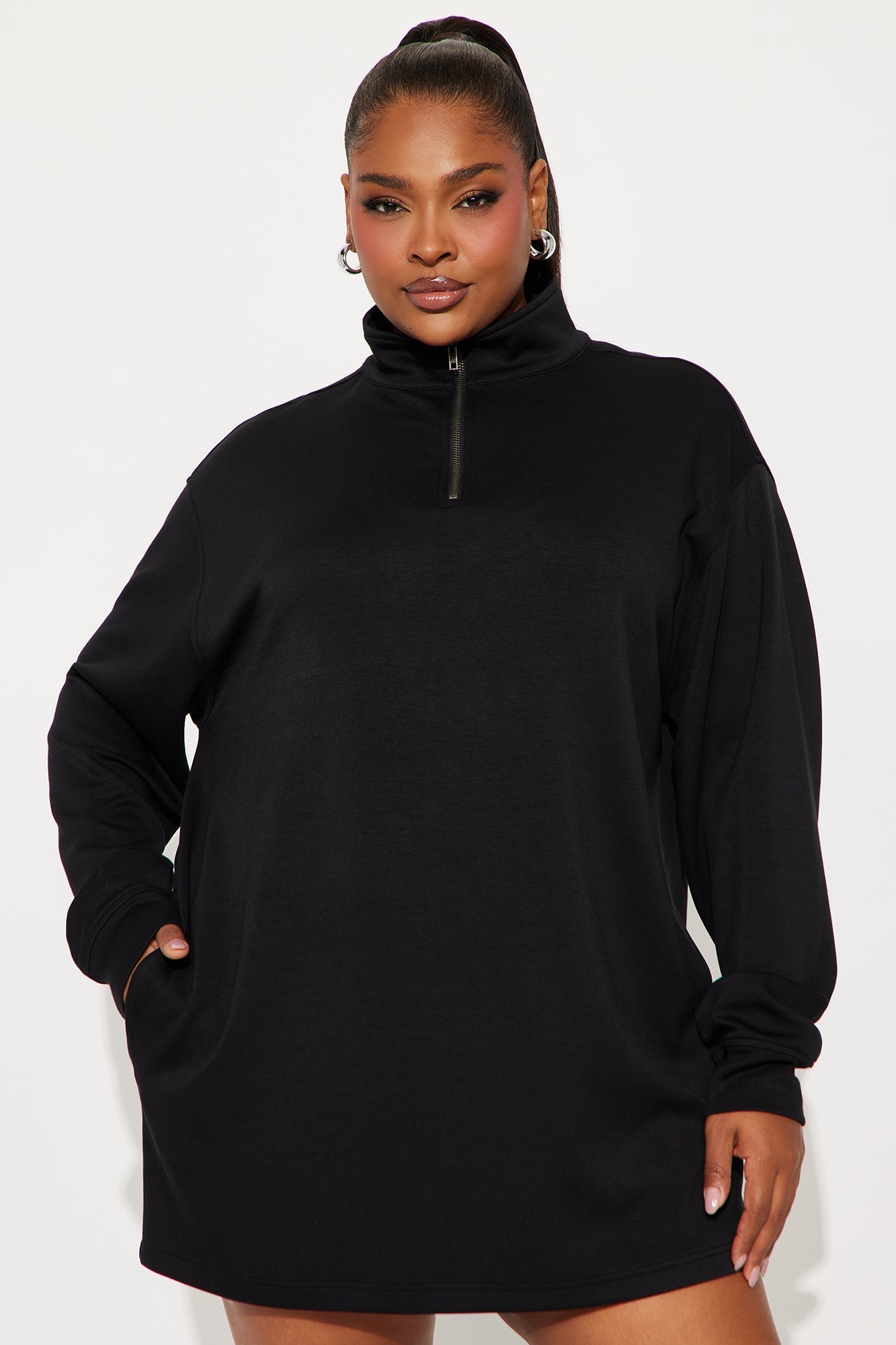 Flow With Me Sweater Mini Dress - Black