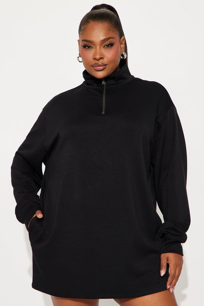 Flow With Me Sweater Mini Dress - Black