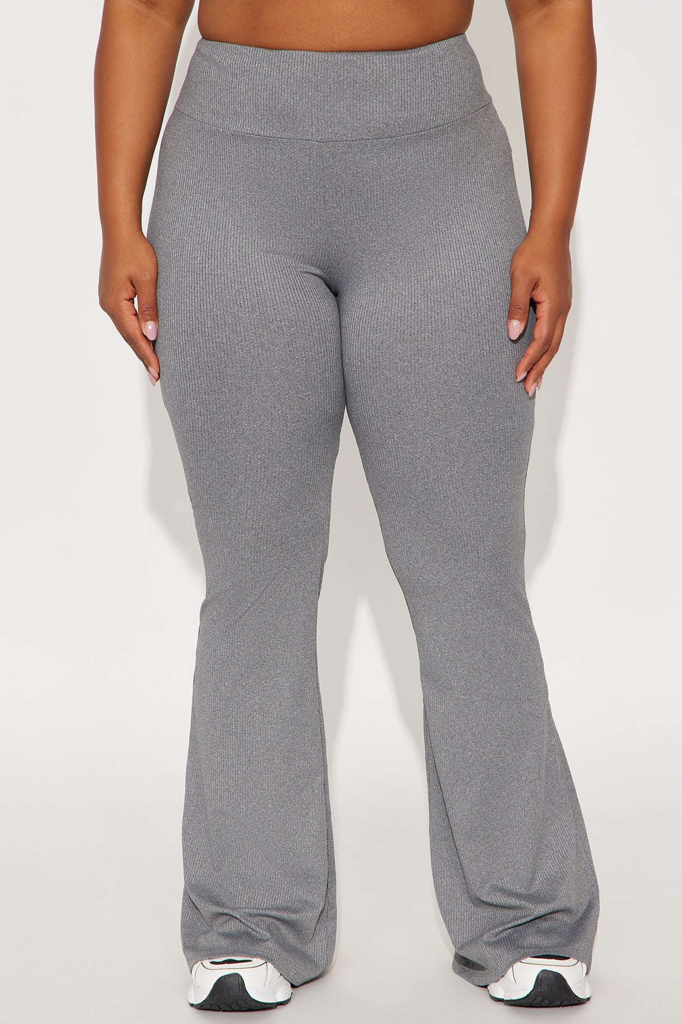 Amber Ribbed Flare Pant - Heather Grey
