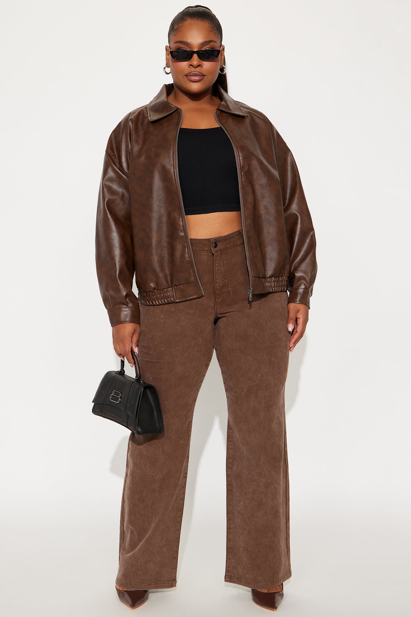 Deanna Washed Straight Leg Pant 33 - Brown