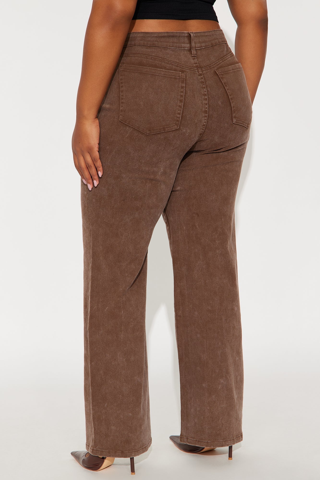Deanna Washed Straight Leg Pant 33 - Brown