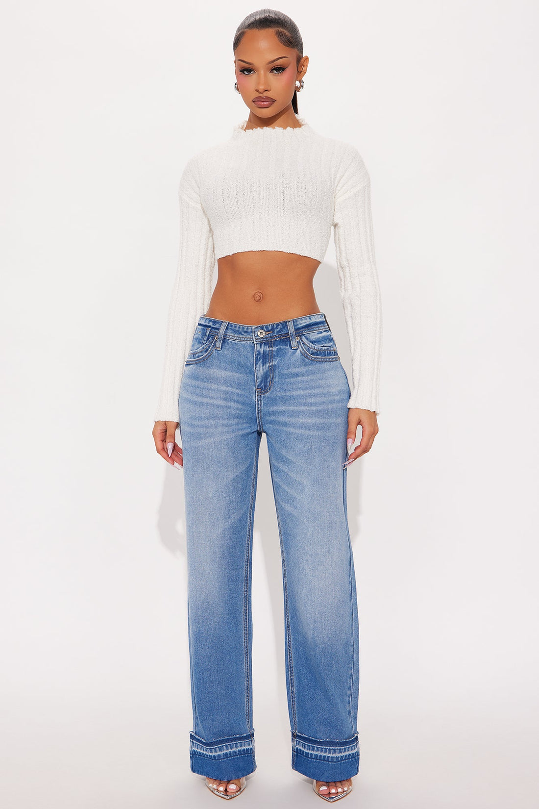 Truly Authentic Cuffed Straight Leg Jeans - Medium Wash