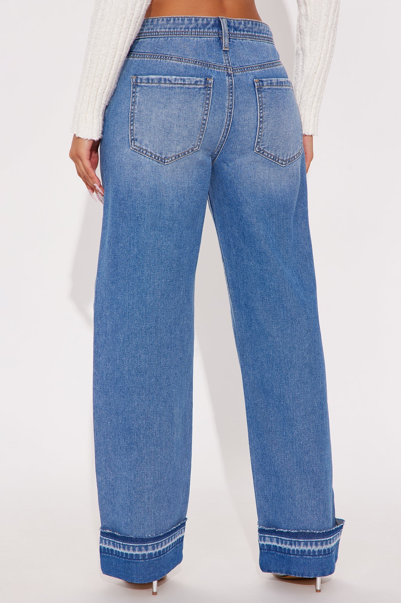 Truly Authentic Cuffed Straight Leg Jeans - Medium Wash