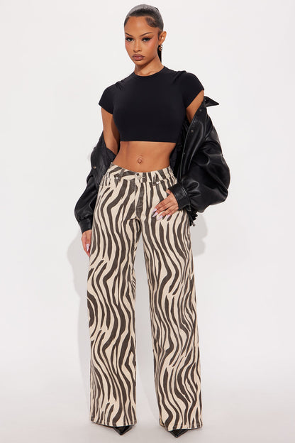 Wild Temptation Printed Wide Leg Jeans - Black/White