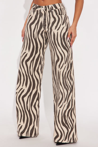 Wild Temptation Printed Wide Leg Jeans - Black/White