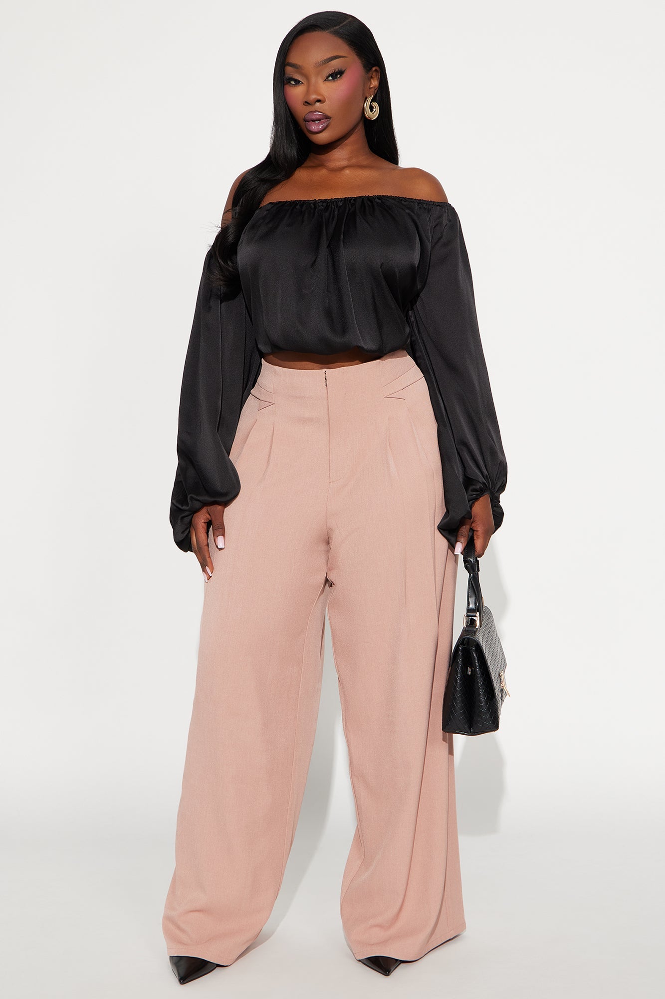 Watch Me Glow Satin Blouse - Black