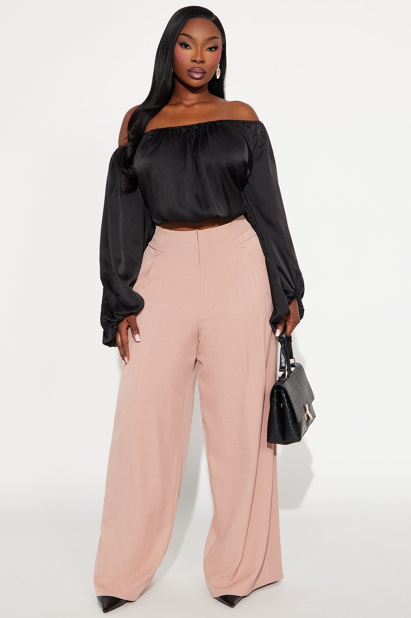 Level You Up Wide Leg Twill Pant 32″ - Mauve