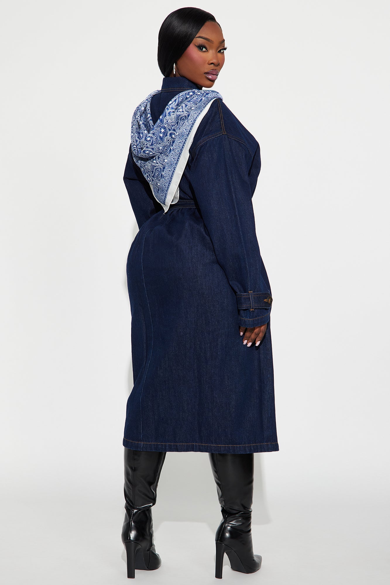 Italia Denim Trench Coat - Dark Wash