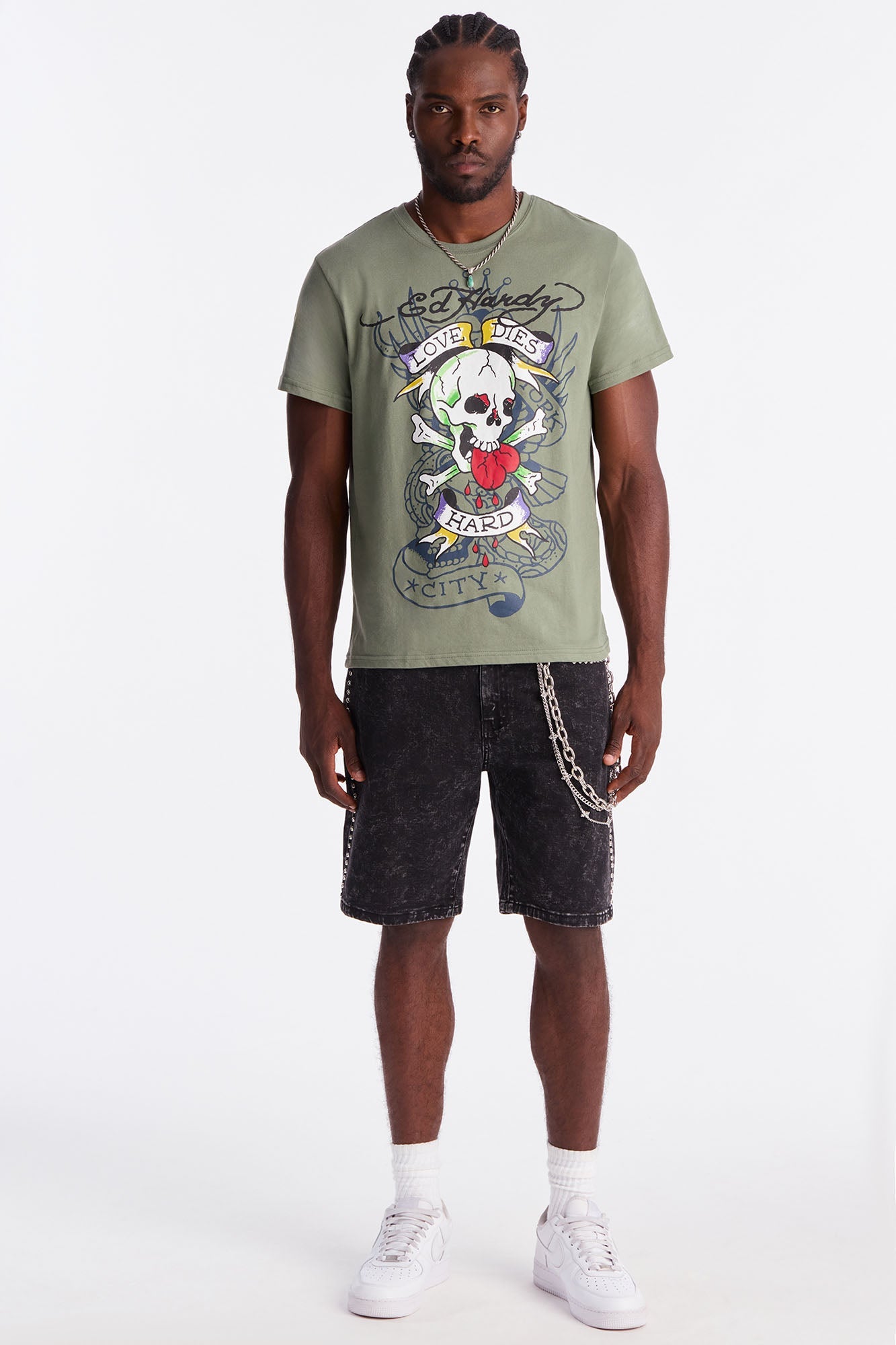 Ed Hardy Love Dies Hard Short Sleeve Tee - Olive