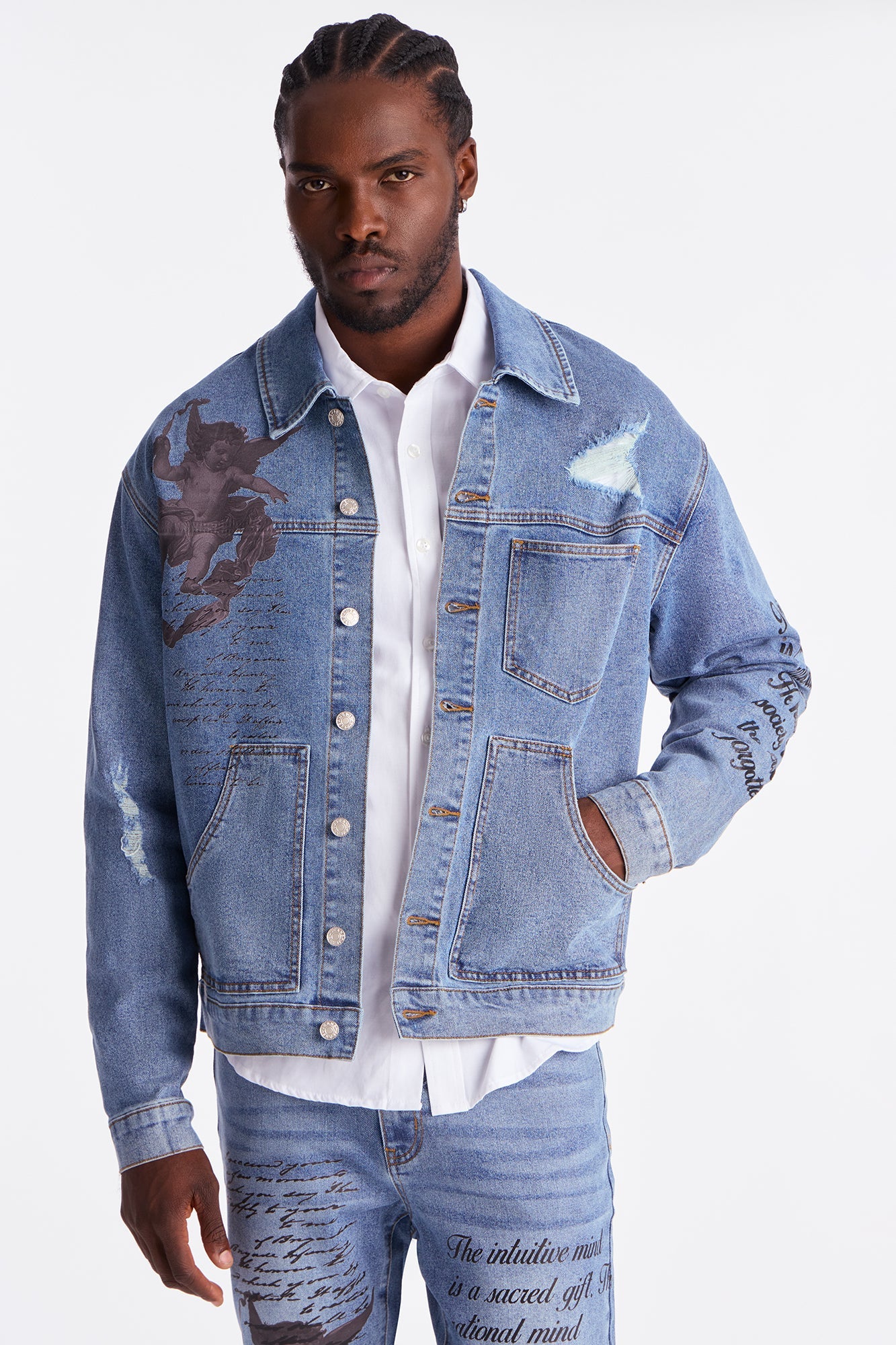 Scripted Streets Denim Trucker Jacket - Vintage Blue Wash