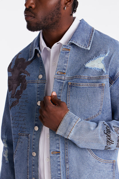 Scripted Streets Denim Trucker Jacket - Vintage Blue Wash