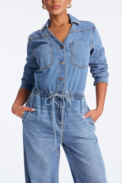 Charlie Denim Jumpsuit - Medium Wash