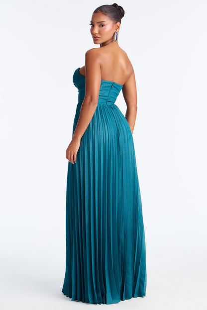 Urban Spark Plisse Gown - Teal