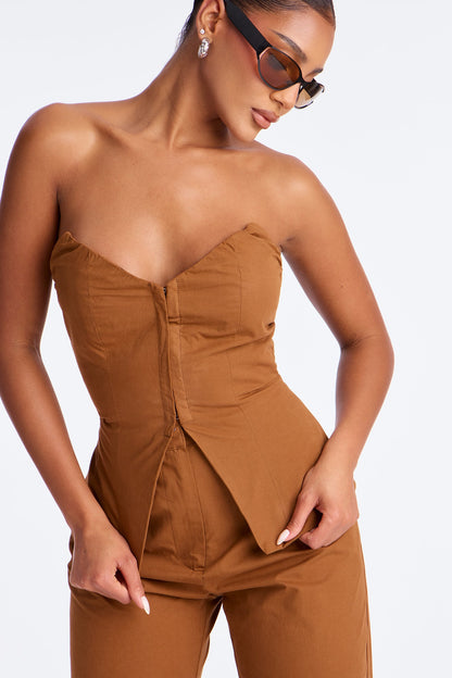 Boss Formation Corset Pant Set - Brown