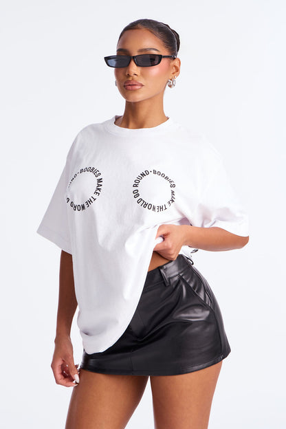 Boobies Make The World Go Round Tee - White