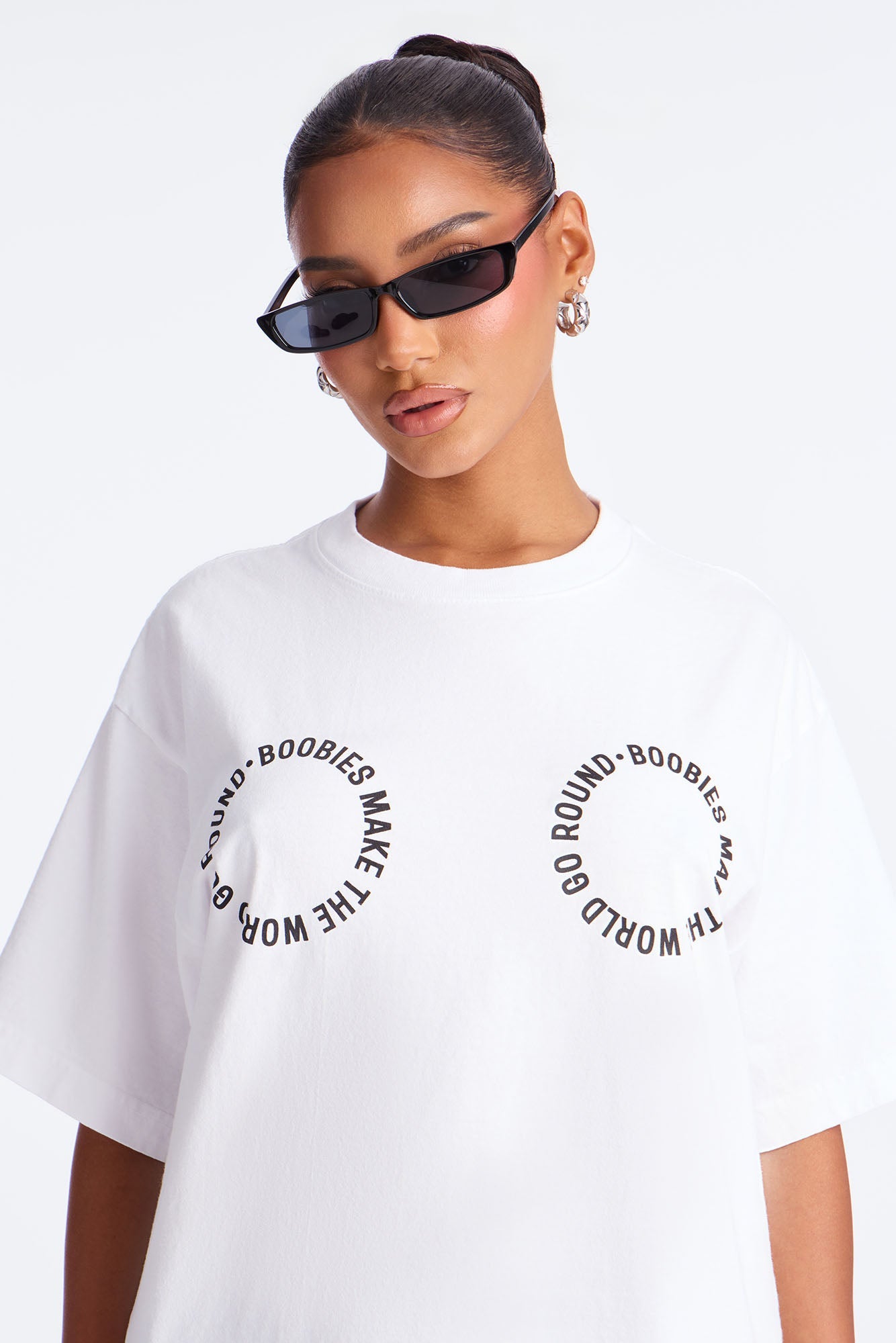 Boobies Make The World Go Round Tee - White