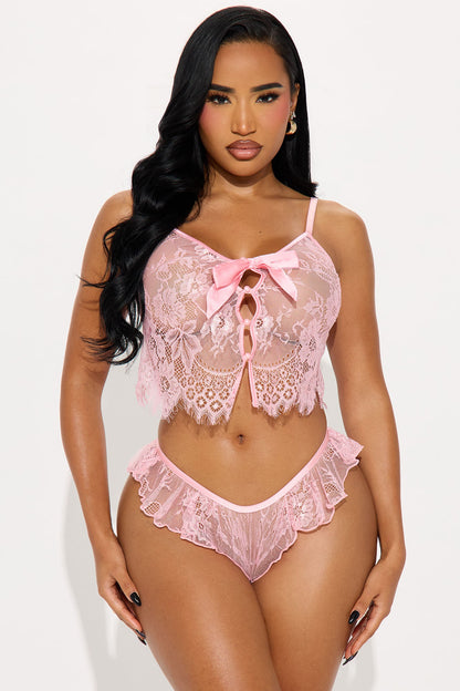 Real Love 2 Piece Lace Cami And Short Set - Light Pink