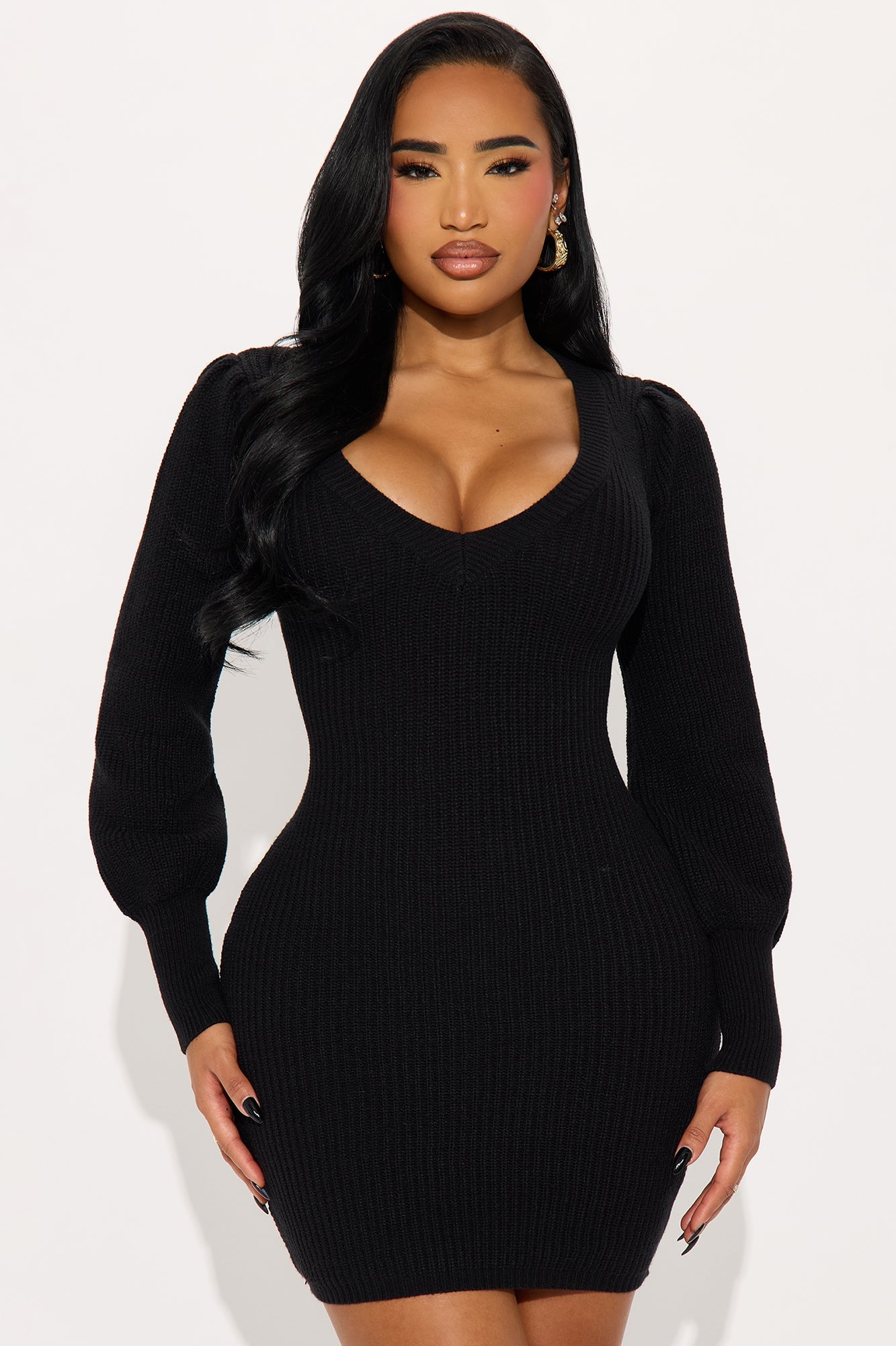 Tall Steph Sweater Mini Dress - Black