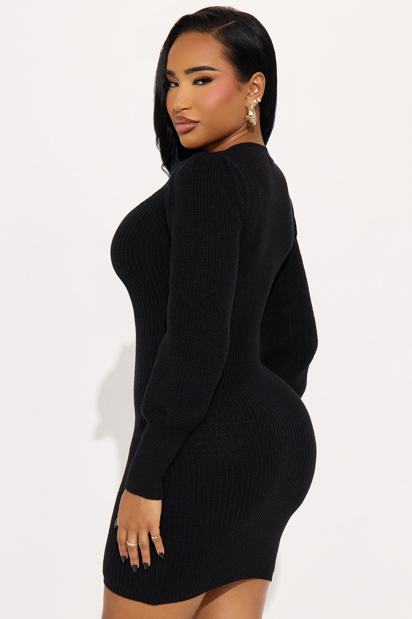 Tall Steph Sweater Mini Dress - Black