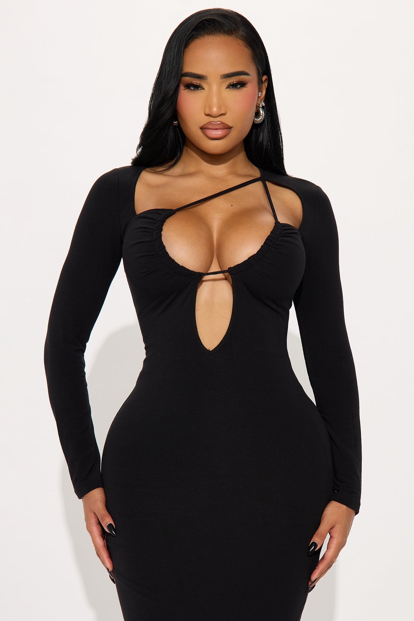 Cecilia Cut Out Midi Dress - Black