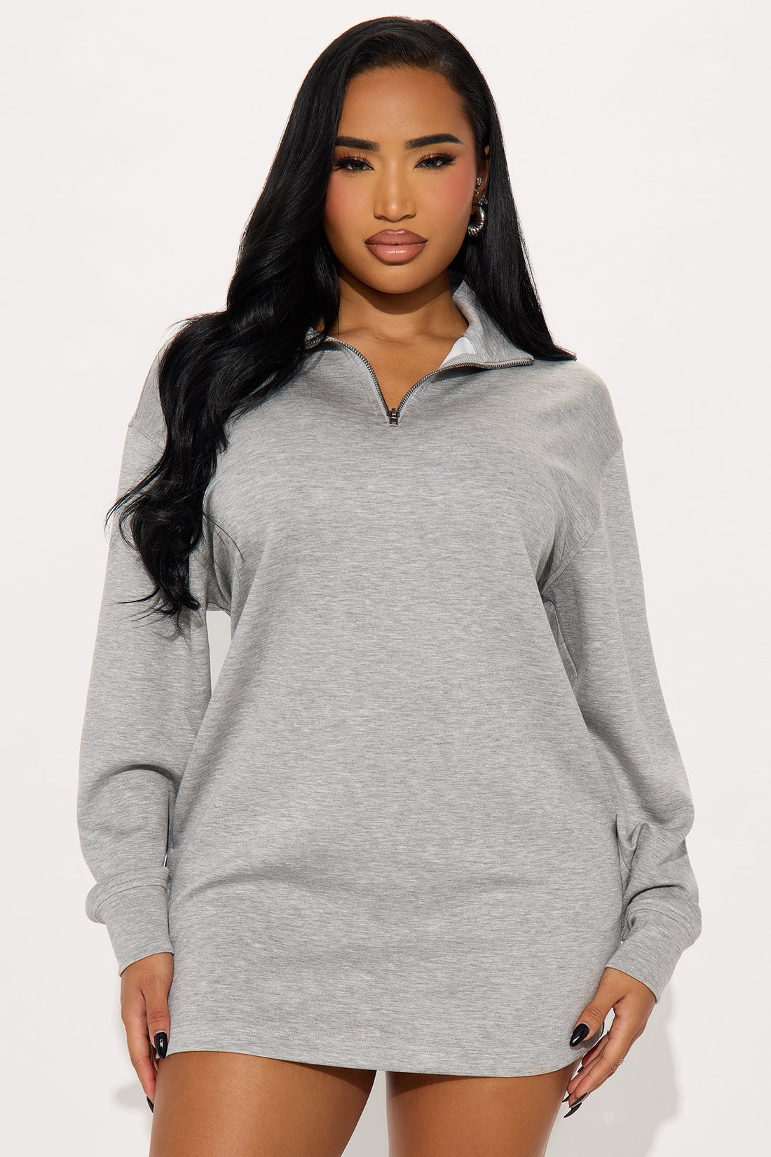 Flow With Me Sweater Mini Dress - Heather Grey