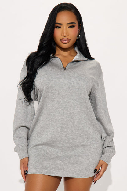 Flow With Me Sweater Mini Dress - Heather Grey