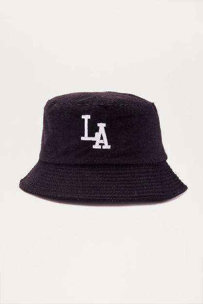 Mini LA City Corduroy Bucket Hat - Black