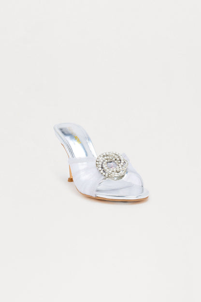 Ivana Rhinestone Stiletto Heels - Silver